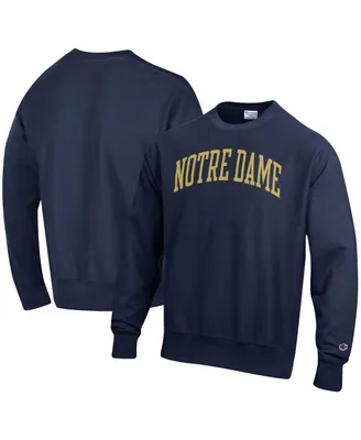 Men's Champion Navy Notre Dame Fighting Irish Arch Reverse Weave Pullover Sweatshirt