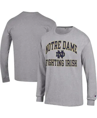 Men's Champion Heather Gray Notre Dame Fighting Irish High Motor Long Sleeve T-shirt