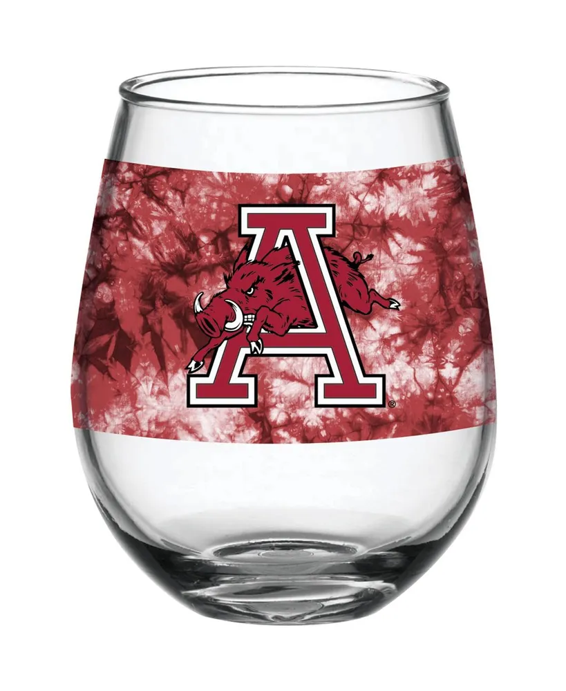 Arkansas Razorbacks 15 Oz Vintage-Inspired Tie-Dye Stemless Wine Glass