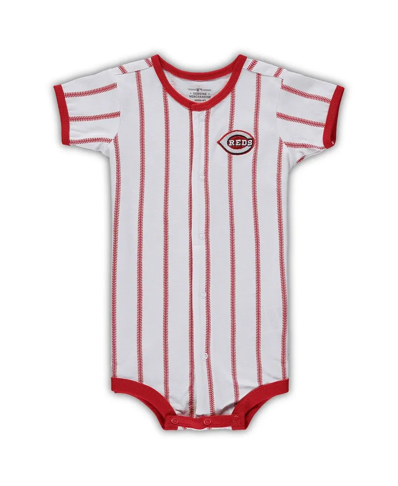 Infant Boys and Girls White Cincinnati Reds Pinstripe Power Hitter Coverall