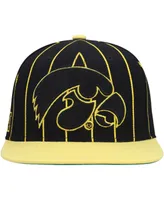 Men's Mitchell & Ness Black Iowa Hawkeyes Team Pinstripe Snapback Hat