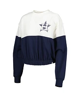 Women's '47 Brand White, Navy Houston Astros Take Two Bonita Pullover Sweatshirt