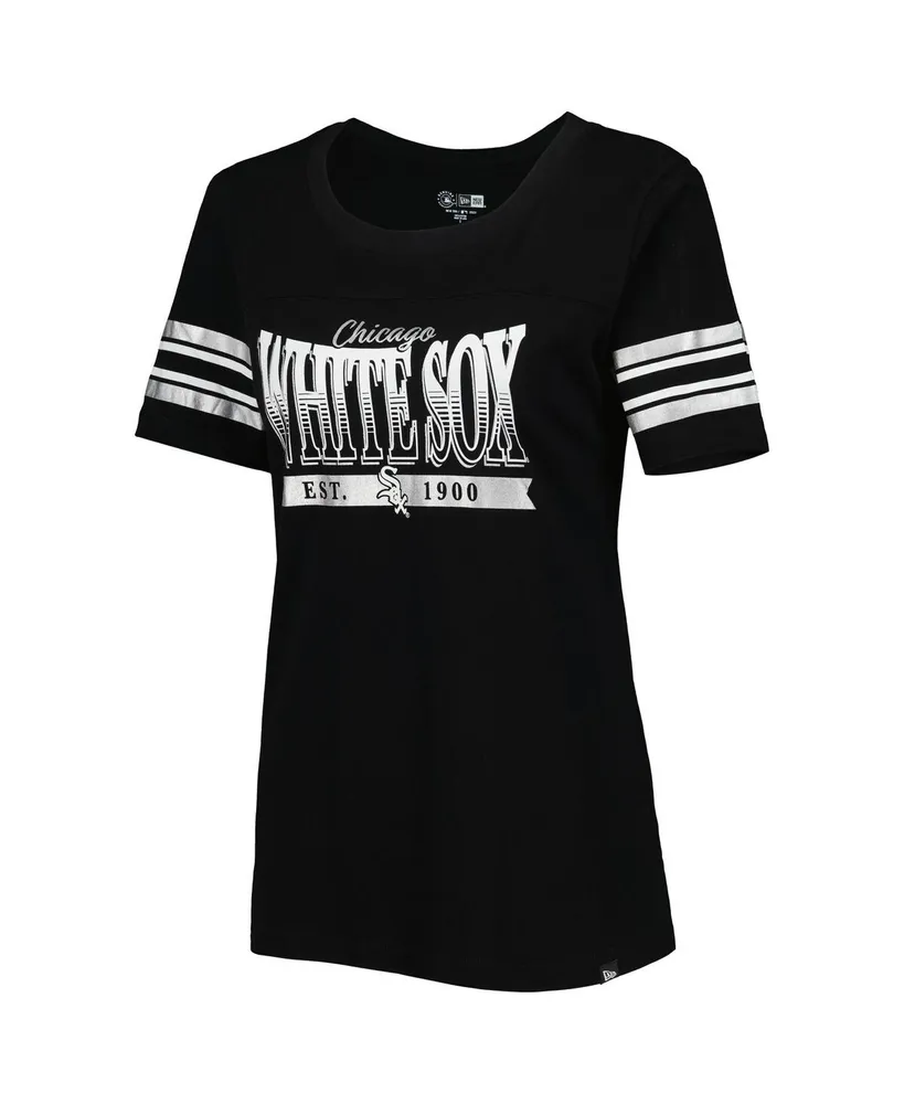 Women's New Era Black Chicago White Sox Team Stripe T-shirt