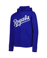 Big Boys and Girls Royal Kansas City Royals Wordmark Full-Zip Fleece Hoodie