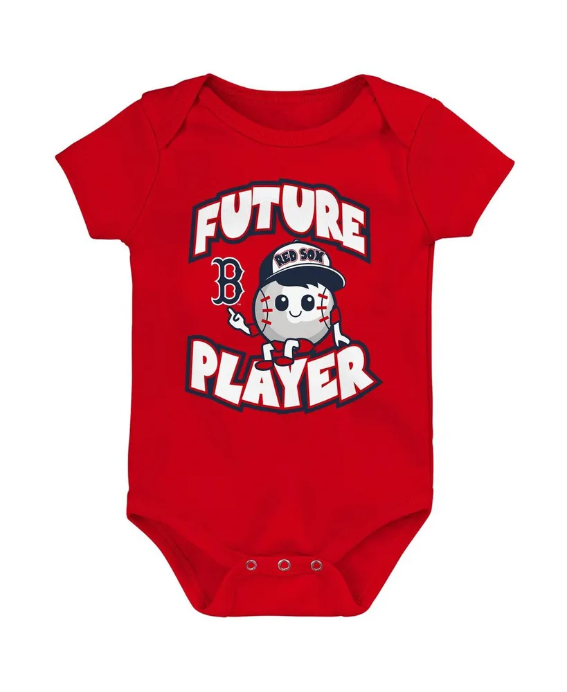 Infant Boys and Girls Red, Navy, White Boston Red Sox Minor League Player Three-Pack Bodysuit Set
