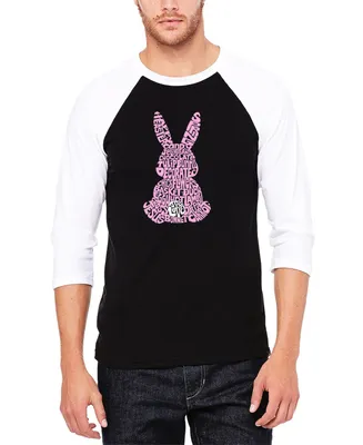 La Pop Art Men's Raglan Sleeves Easter Bunny Baseball Word T-shirt