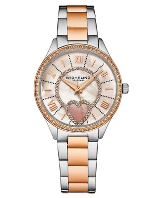 Stuhrling Women's Symphony Two-Tone Stainless Steel, Mother of Pearl Dial, 45mm Round Watch - Two