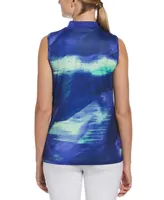 Pga Tour Women's Brushed Abstract Print Sleeveless Golf Shirt