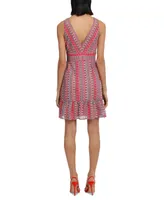 Donna Morgan Women's V-Neck Sleeveless Crochet Mini Dress