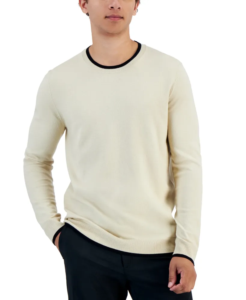 Alfani Men's Contrast Edge Crewneck Sweater, Created for Macy's