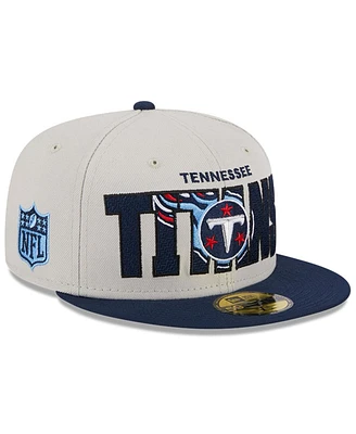Men's New Era Stone, Navy Tennessee Titans 2023 Nfl Draft On Stage 59FIFTY Fitted Hat
