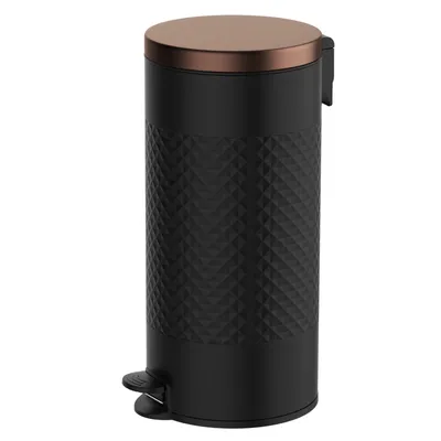 8 Gal./30 Liter Black Color Round Shape Step-on Trash Can with Diamond body design for Kitchen
