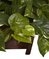 Nearly Natural Pothos Artificial Plant in Decorative Rectangular Planter