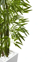 Nearly Natural 5' Bamboo Uv-Resistant Indoor/Outdoor Artificial Tree with White Planter