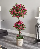 Nearly Natural 5.5' Bougainvillea Artificial Tree with European Barrel Planter