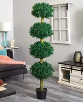 Nearly Natural 6' Boxwood 4-Tier Topiary Uv-Resistant Indoor/Outdoor Artificial Tree