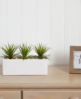 Nearly Natural Mini Agave Artificial Plants in Rectangular Ceramic Planter