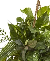 Nearly Natural Mixed Pothos and Boston Artificial Arrangement Fern in Hanging Basket