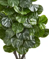 Nearly Natural 67" Fiddle Leaf Fig Artificial Tree in Sand Stone Planter