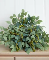 Nearly Natural 20in. Mixed Ficus and Fittonia Artificial Ledge Plant