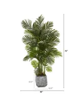 Nearly Natural 75in. Areca Palm Artificial Tree in White Planter