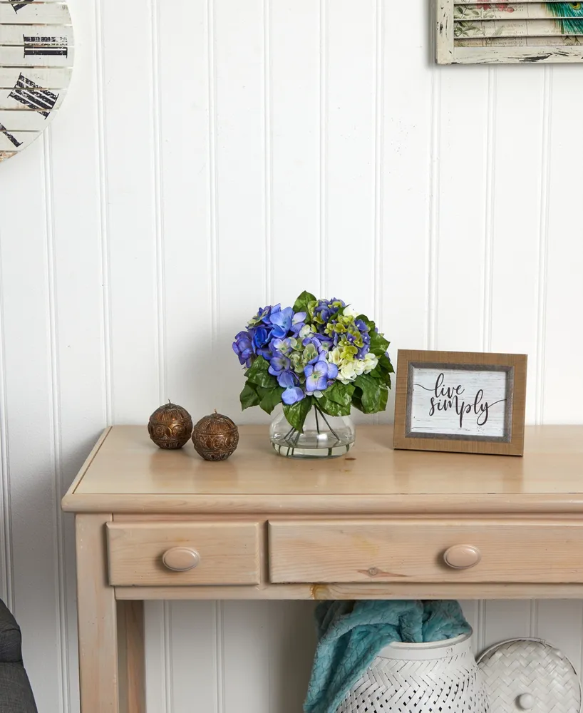 Nearly Natural Mixed Hydrangea w/Vase