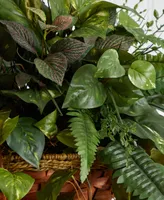 Nearly Natural Vining Mixed Greens w/ Cone Hanging Basket