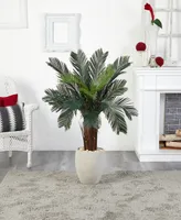 Nearly Natural 4.5' Cycas Artificial Tree in Oval Planter Uv Resistant