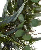 Nearly Natural 24" Eucalyptus & Mixed Greens Artificial Wreath