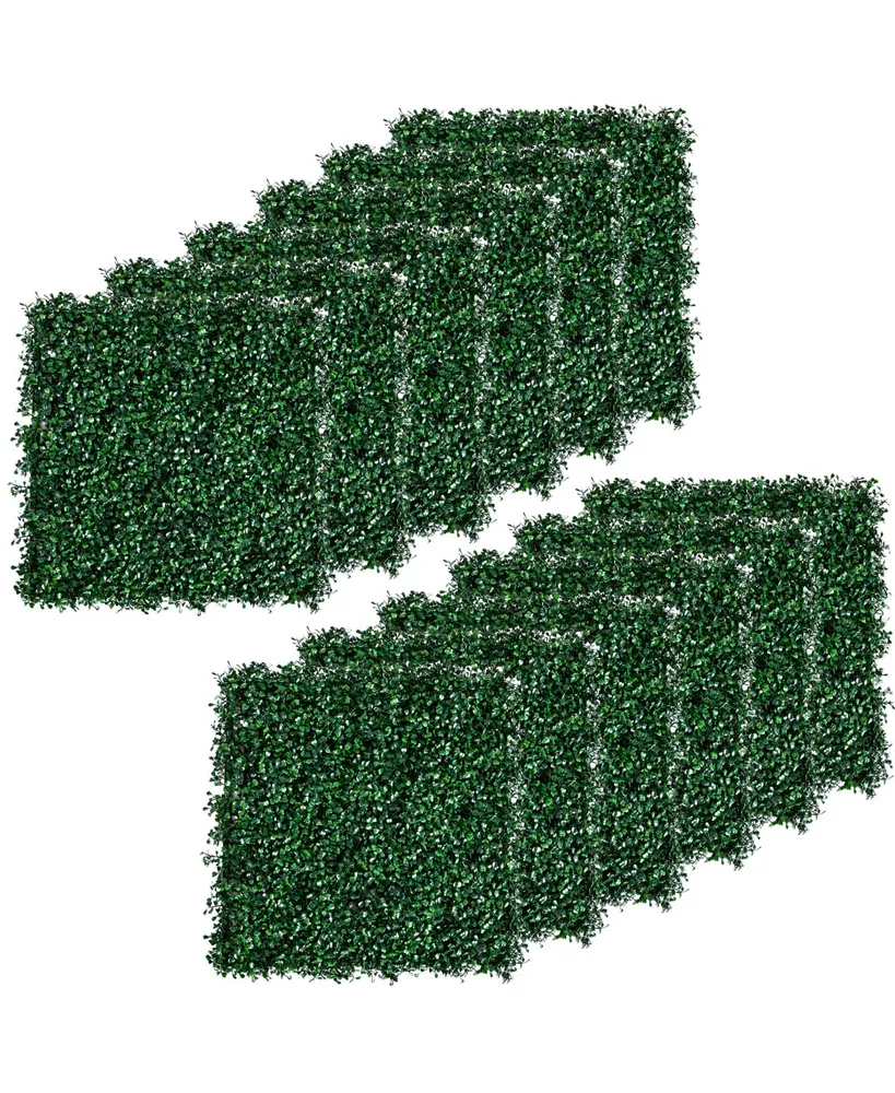 Outsunny 12 Pcs 20" x 20" Artificial Boxwood Panels Topiary Wall Greenery Backdrop