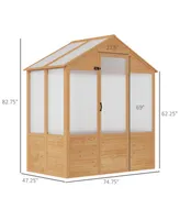 Outsunny 6' x 4' x 7' Polycarbonate Greenhouse, Walk-in Hot House Kit, Hobby Greenhouse with Lockable Door, Level 5 Wind Resistant Wooden Frame