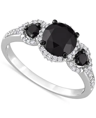 Black Diamond (1-3/4 ct. t.w.) White (1/4 3-Stone Halo Engagement Ring 14k Gold
