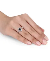 Black Diamond (1 ct. t.w.) & White (1/4 Pear-Cut Halo Engagement Ring 14k Gold