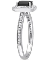 Black Diamond (1 ct. t.w.) & White (1/4 Emerald-Cut Engagement Ring 14k Gold