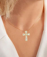 Cubic Zirconia Baguette & Round Cross 18" Pendant Necklace