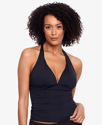 Lauren Ralph Beach Club Solid Molded Cup Halter Tankini Top
