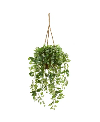 Nearly Natural 51" Wandering Jew Artificial Plant in Hanging Basket Real Touch