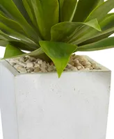 Nearly Natural Agave Artificial Plant in White Planter