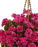 Nearly Natural Geranium Hanging Basket Artificial Plant Uv Resistant