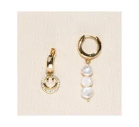 Joey Baby 18K Gold Plated Freshwater Pearls and Smiley Face Charm - Hailey Earrings For Women