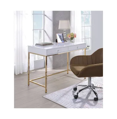 Simplie Fun Ottey Desk In High Gloss & Gold