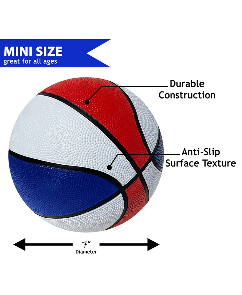 Botabee Red, White & Blue Mini Basketball Set of 3 for Pop A Shot Basketball Arcade Games | Size 3, 7" Junior Basketballs Great for Indoors, Outdoors