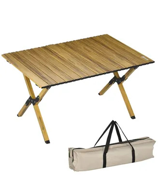 Outsunny 3ft Aluminum Camping Table, Folding Roll
