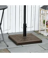 Outsunny 42lbs Resin Patio Umbrella Base, 20" Square Outdoor Umbrella Stand Holder for Parasol Poles 1.26", 1.5", and 1.9" Dia, Brown
