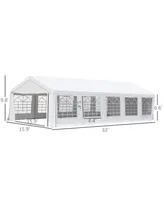 Outsunny 16' x 32' Large Outdoor Carport Canopy Party Tent with Removable Protective Sidewalls & Versatile Uses, White