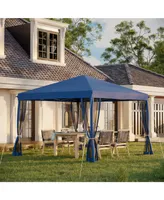 Outsunny Outdoor 10' x 10' Patio Gazebo Outdoor Pop-Up Canopy with Sidewalls, Instant Setup, 4 Mesh Walls for Party, Events, Backyard, Lawn, Blue