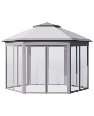 Outsunny 13'x11' Pop Up Gazebo Canopy Tent w/ Mesh Sidewall & Carrying Bag