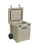 Camp-zero 50 - 52 Qt. Premium Chest Cooler with Wheels and 4 Molded-In Cup Holders | White