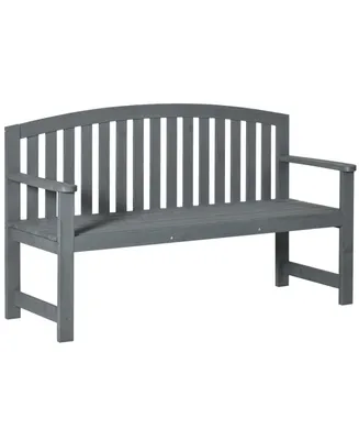 Outsunny 56" Outdoor Wood Bench, 2-Seater Wooden Garden Bench with Slatted Seat, Backrest & Arm Rests for Patio, Porch, Poolside, Balcony
