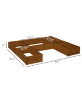 Outsunny Raised Garden Bed Set of 5 Diy Large Wooden Planters Box,